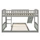 preview thumbnail 12 of 11, Gray Twin over Twin Size Solid Wood Bunk Bed with Slide and Ladder for Kids, Boys and Girls, Bedroom