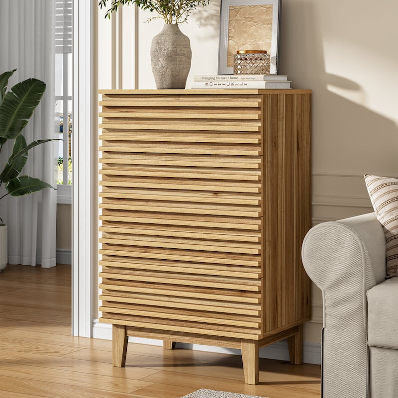 Fluted 4 Drawer Dresser 36" Tall Modern Chest of Drawers