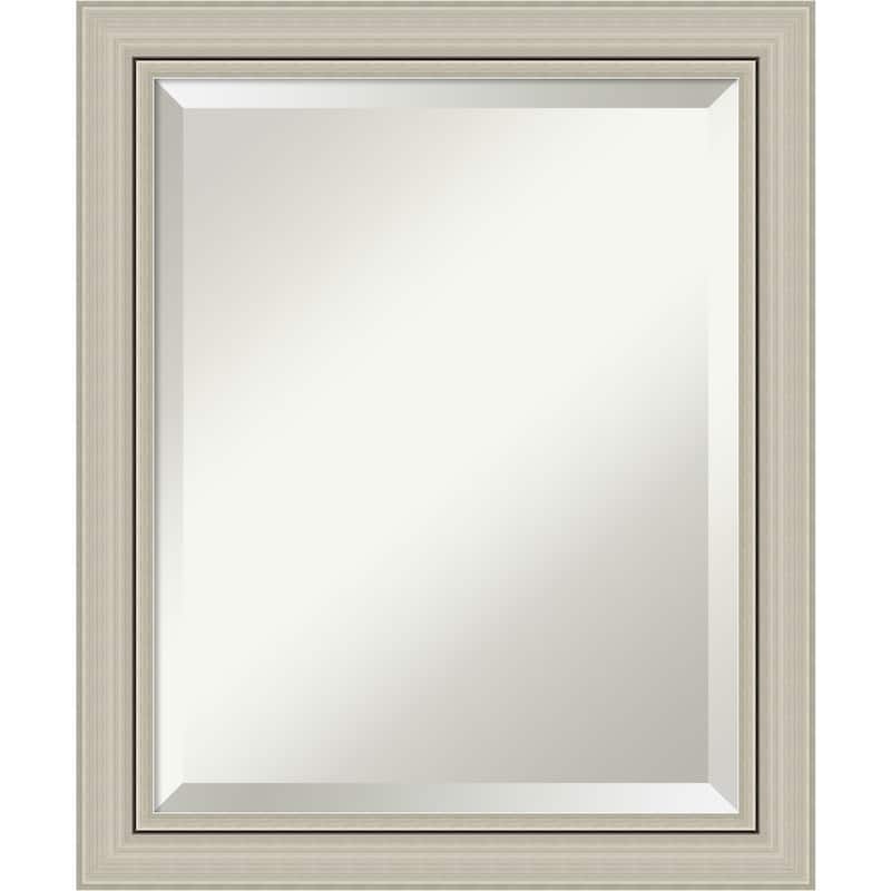 Beveled Wood Wall Mirror - Romano Silver Narrow Frame