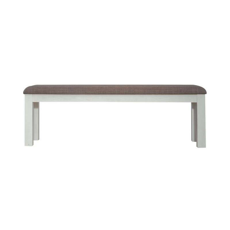 Brook Bay Textured White Carbon Gray Upholstered Dining Bench