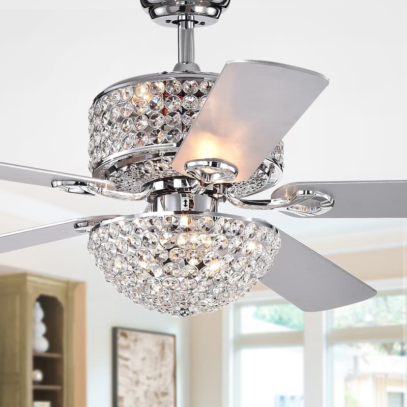 Silver Orchid Finlayson Chrome 5-blade 52-inch Lighted Ceiling Fan - Silver - Remote