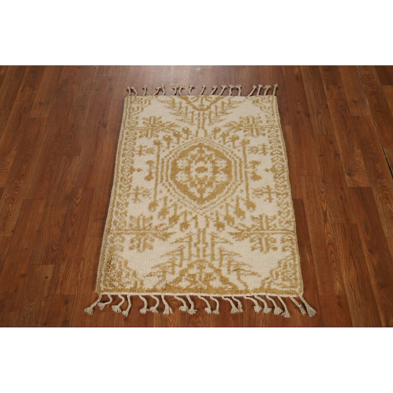 Moroccan Oriental Accent Rug Handmade Foyer Wool Carpet - 2'0"x 3'0"