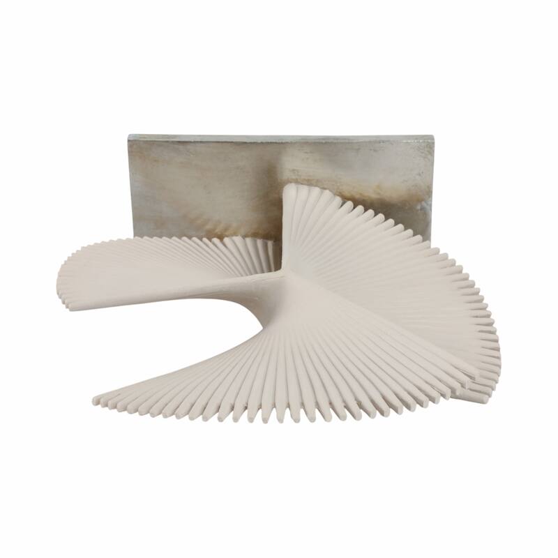 Resin Decorative Object Sculpture Geometric Fan Design - 19" Ivory - 17" x 7" x 19"