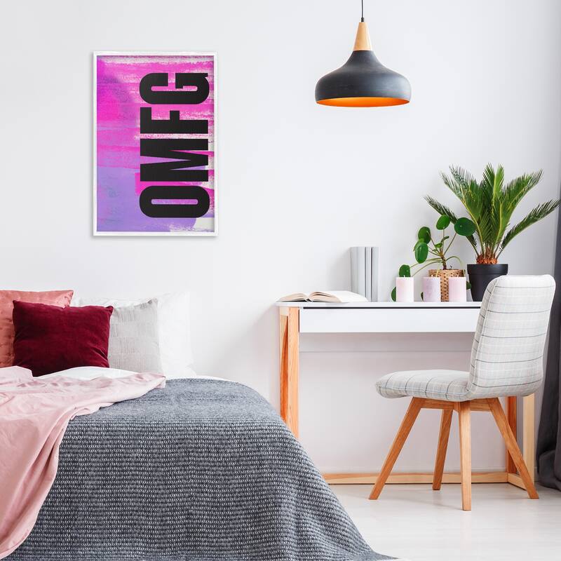 Stupell Bold OMFG on Abstract Framed Giclee Art Design By House of Lulu