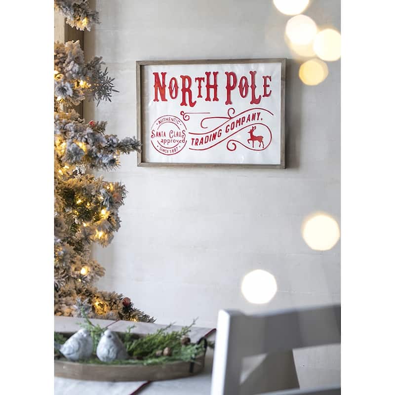 GDFStudio - Miles Retro-Inspired North Pole Trading Company Wall Sign - 26x18"H Wall Sign