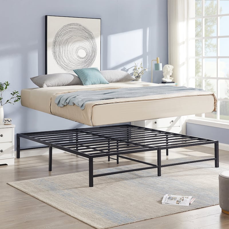 VECELO 14/16/18 inch Metal Platform Bed Frames Steel Slat,Mattress Foundation with Steel Slat Support/No Box Spring Needed
