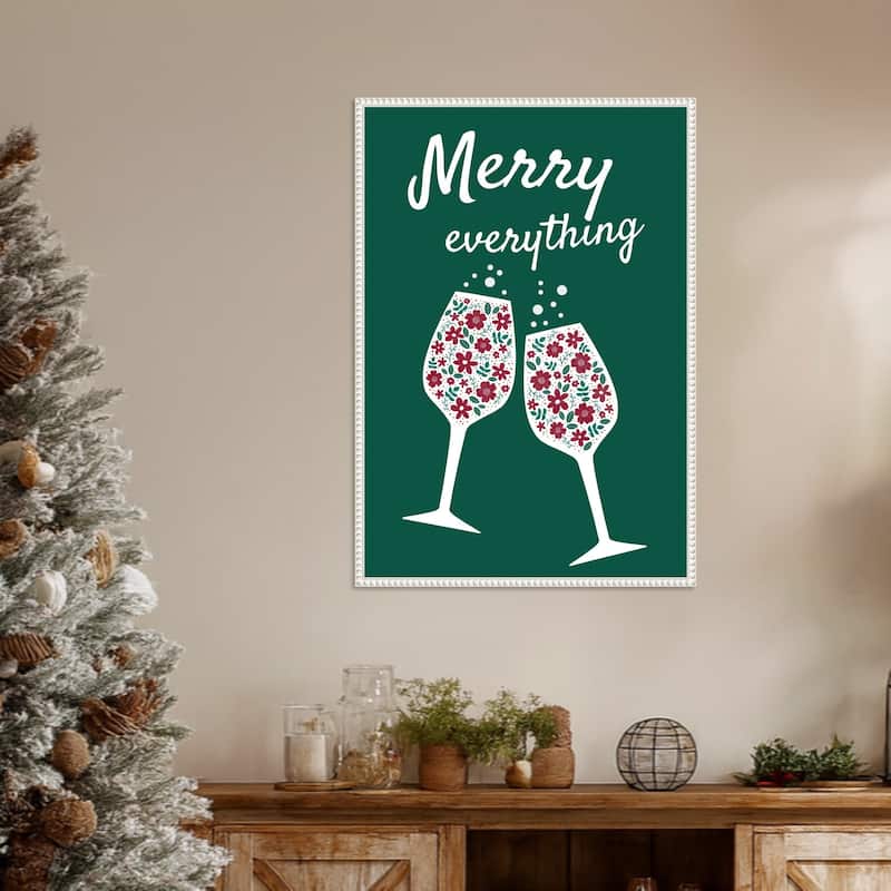 Merry Everything by Emeliemaria (23 x 33 in.), Framed Canvas Wall Art Print - Sylvie Beaded White
