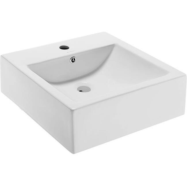 Swiss Madison Voltaire 17-11/16" Square Ceramic Vessel Bathroom Sink - Glossy White
