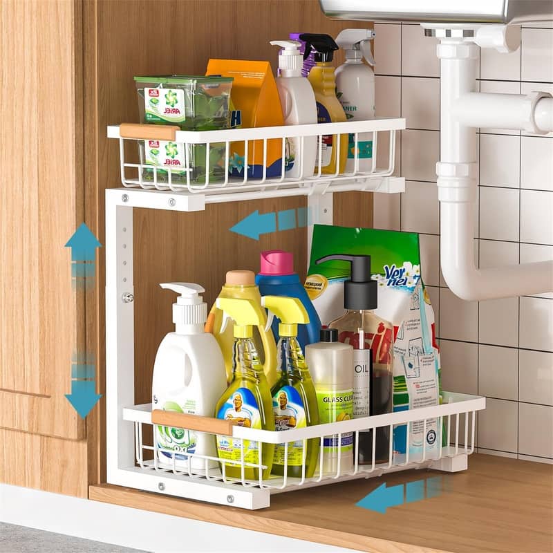 Under Sink Organizer 1 pack - 15.5"D x 11"W x 17.3"H - White 1 Pack