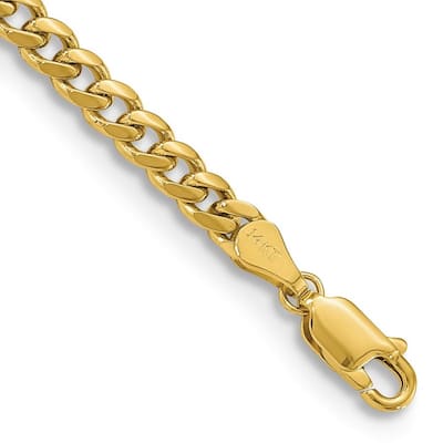 Curata 14k Yellow Gold Solid Polished 4.0mm Domed Curb Chain Bracelet Lobster Claw