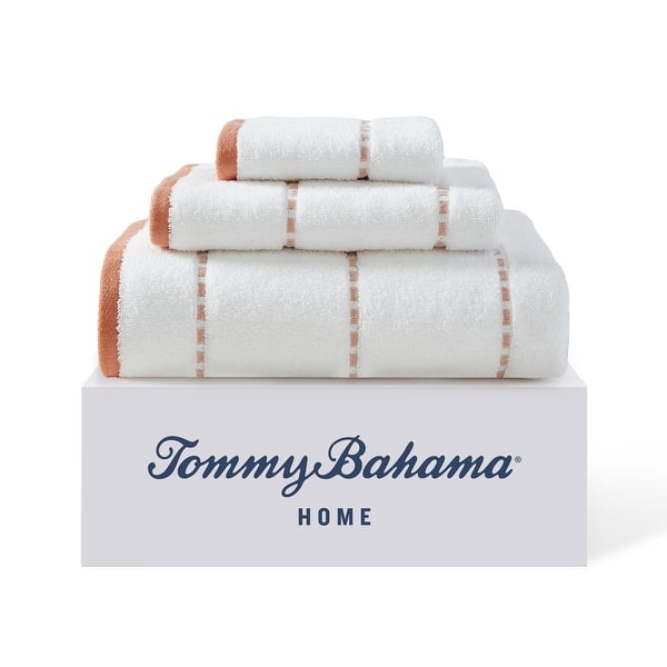 Tommy Bahama Ridley Solid Cotton Terry 3 Piece Towel Set - 3 Piece - Orange