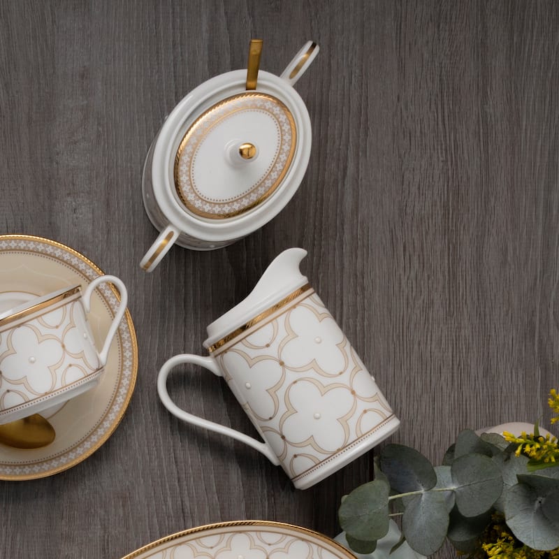 Noritake Trefolio Gold Sugar & Creamer Set