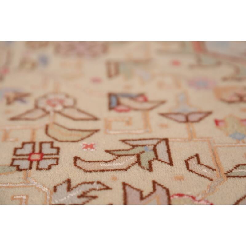 Geometric Tabriz Oriental Rug Handmade Wool Carpet - 5'1" x 6'11"