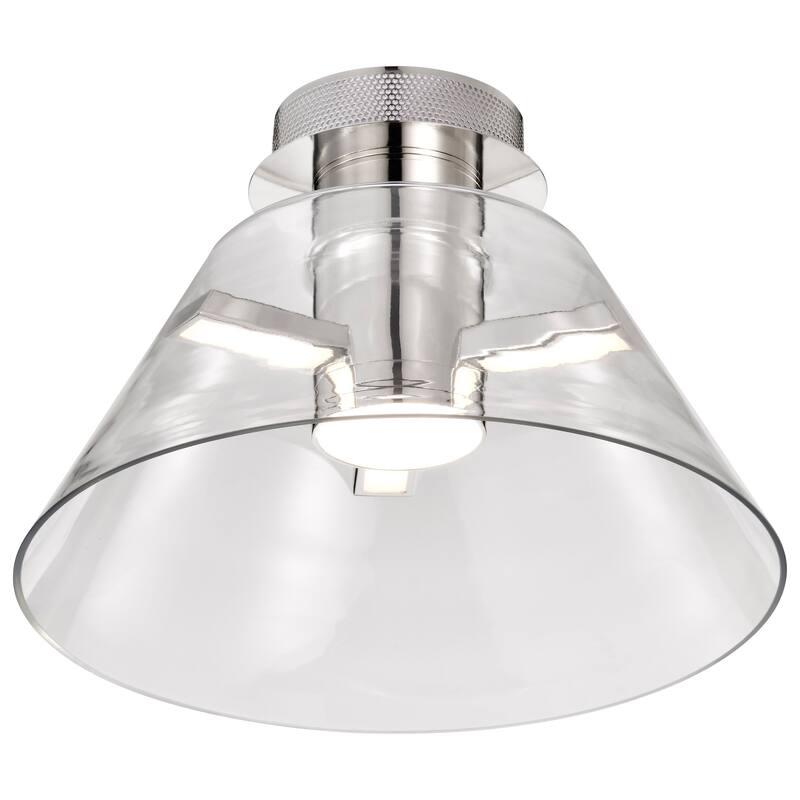 Edmond - 14 Inch LED Semi Flush - Polished Nickel with Clear Glass - Polished Nickel