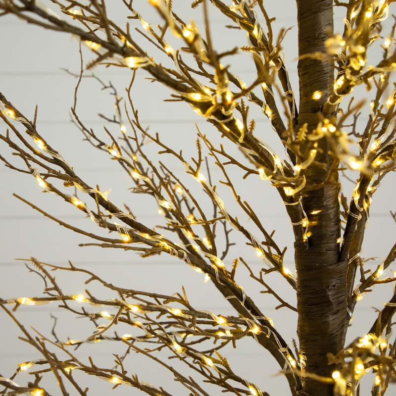 Pre-Lit Brown Twig Artificial Christmas Tree - 6' - Warm White LED Lights