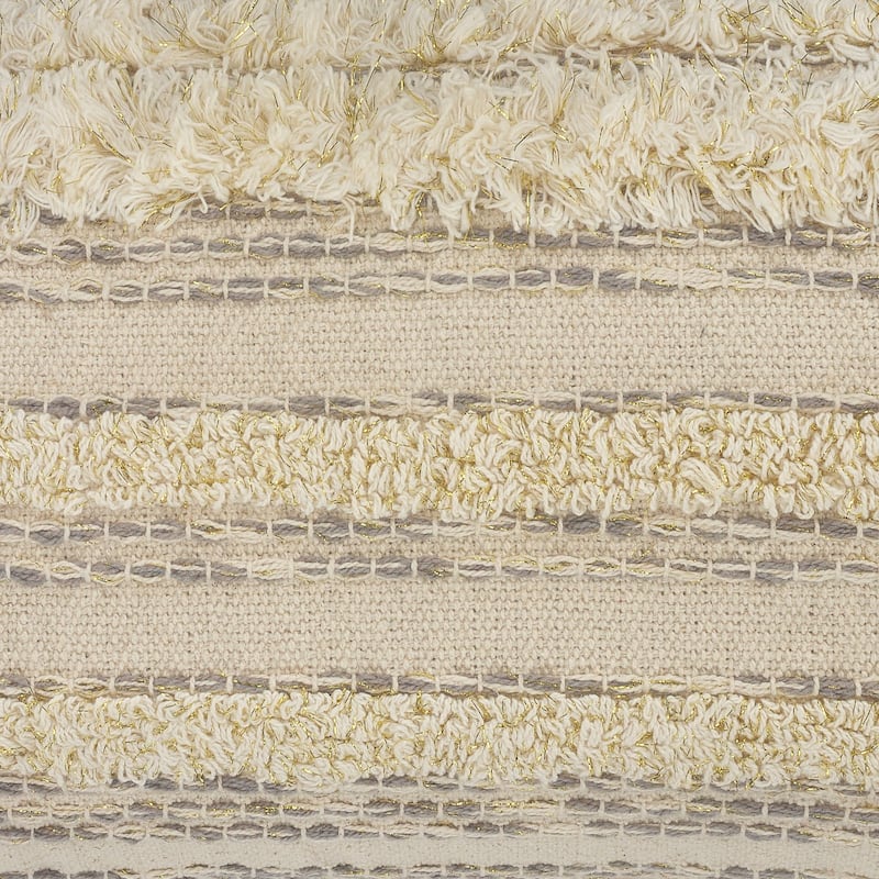 20" Gray and Cream Hand Woven Square Throw Pillow