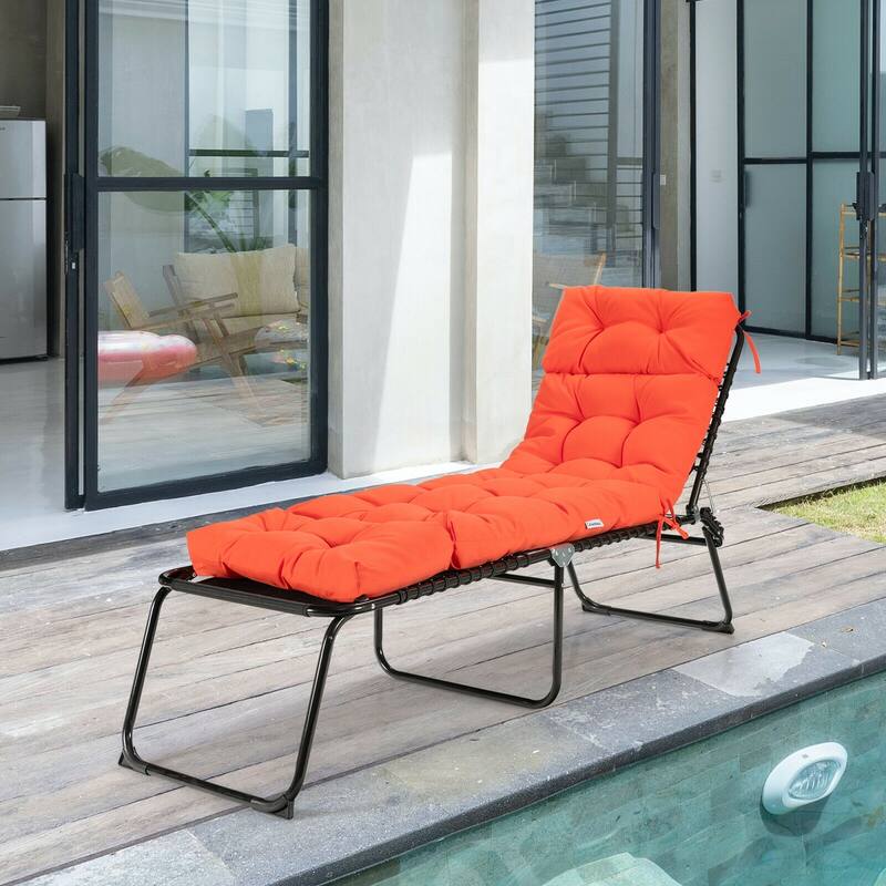 73" Comfortable Lounge Chair Cushion with Head Pillow and Waterproof for Outdoor or Indoor Use - 73'' x 22'' x 4'' (L x W x H)