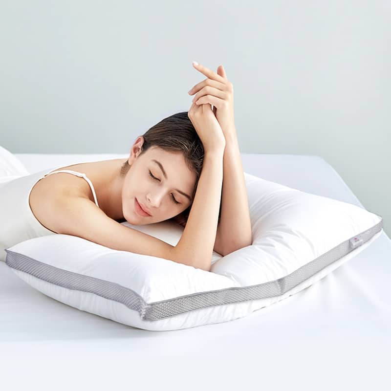 2-Pack Cotton Pillows Gusseted Pillows for Side, Stomach and Back Sleeper