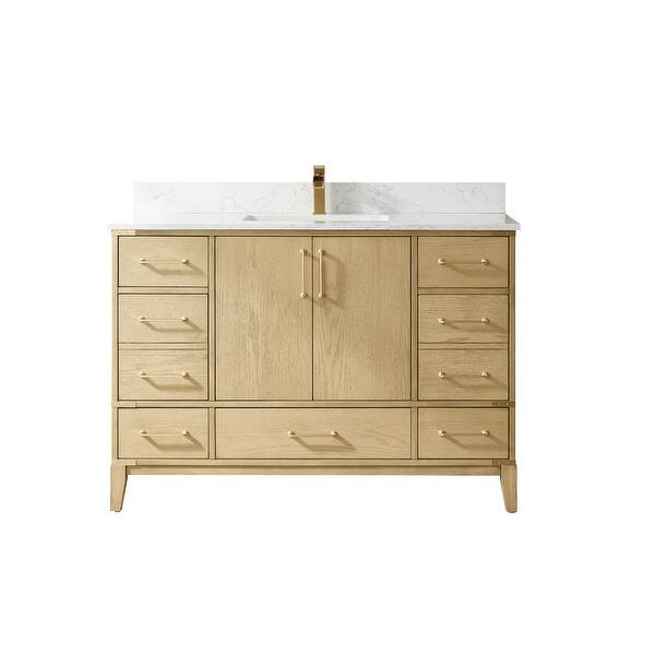 slide 1 of 12, Zaragoza 48" Vanity in Washed Ash with Countertop Without Mirror