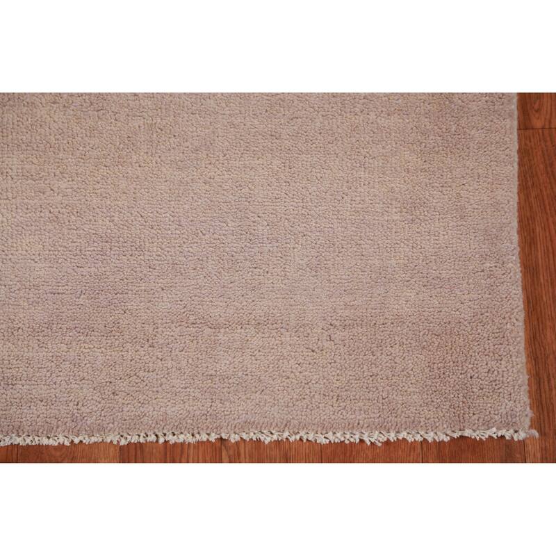 Hand Knotted Oriental 100% Wool Carpet Modern Solid Beige & Ivories Gabbeh Runner Rug - 10' 6'' X 3' 0''