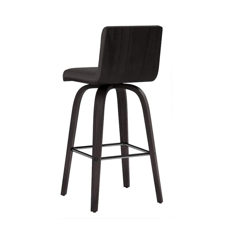 Skara Mid-Century Swivel Counter Stool, Upholstered Counter Height Chair with Bentwood Legs
