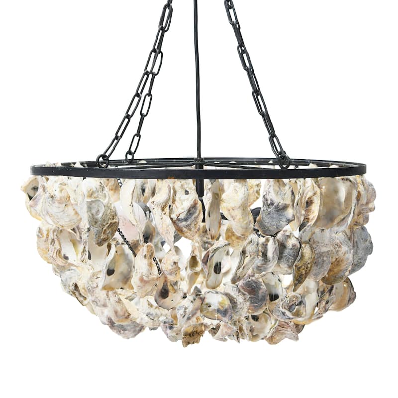 Metal and Draped Oyster Shell Chandelier