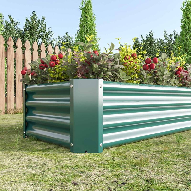 Large Galvanized Metal Raised Garden Bed Open Bottom Rust-Resistant
