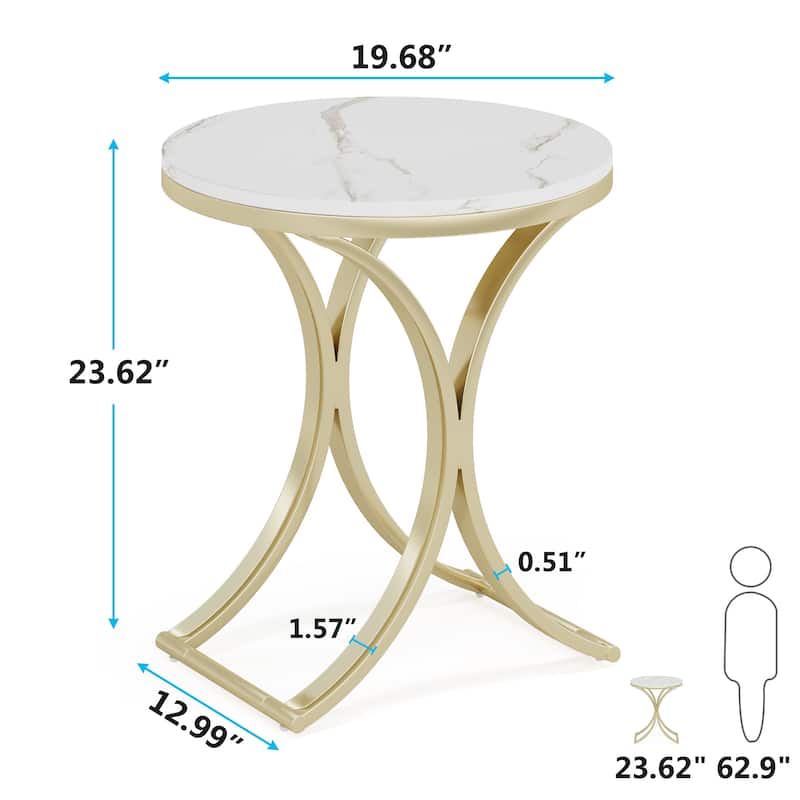 Round Side End Table Living Room, Nightstand for Bedroom