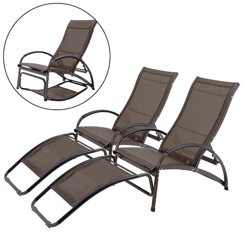 Outdoor Adjustable Chaise Lounge Chairs with Wheels Aluminum Sun Lounger