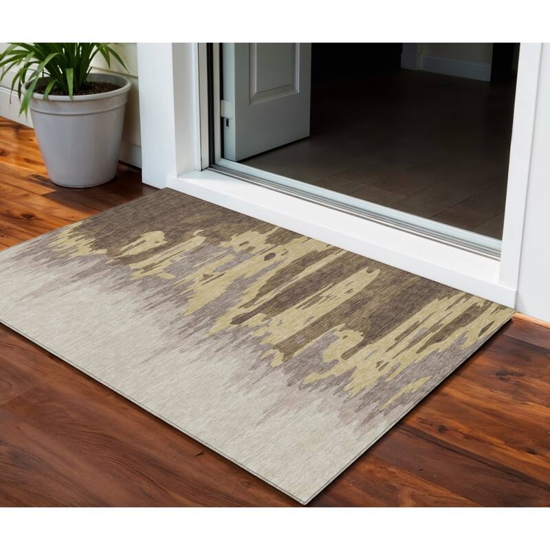 HomeRoots Abstract Transitional Rectangle Outdoor Rug - 3' x 5'