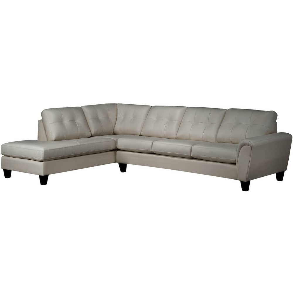 Tory Top Grain Leather Tufted Left/ Right-facing Sectional Sofa