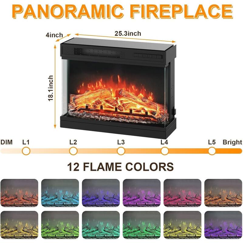Fireplace TV Stand, with Frame and LED Light Colors