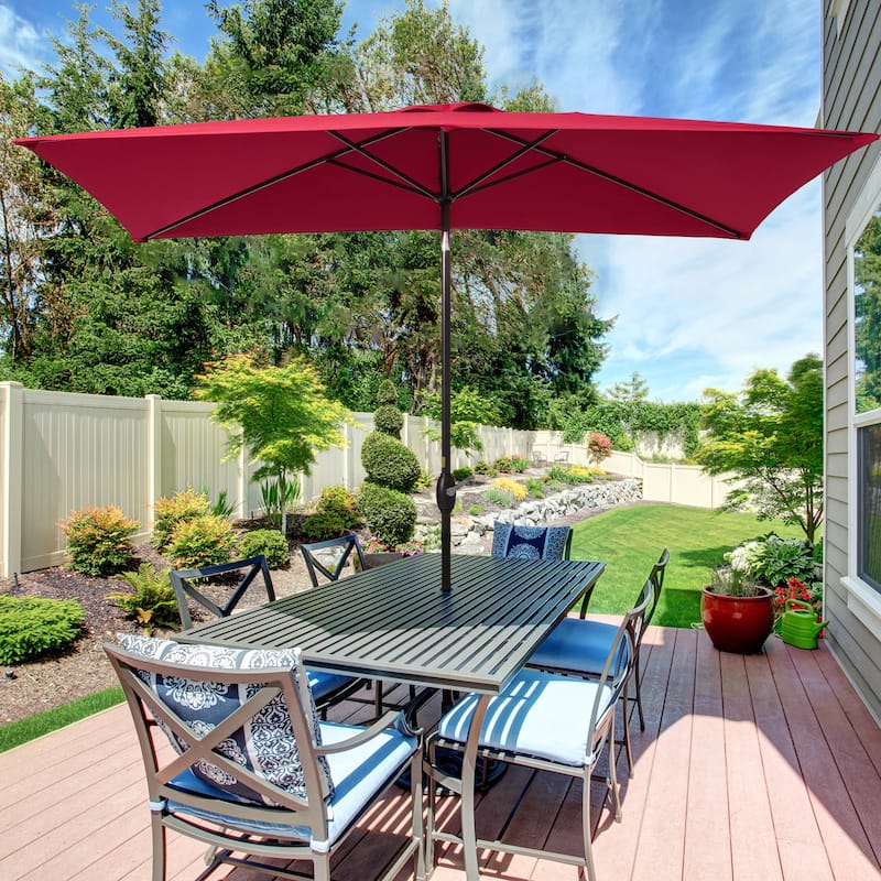 Bonosuki 10x6.5ft Rectangular Aluminum Patio Market Umbrella
