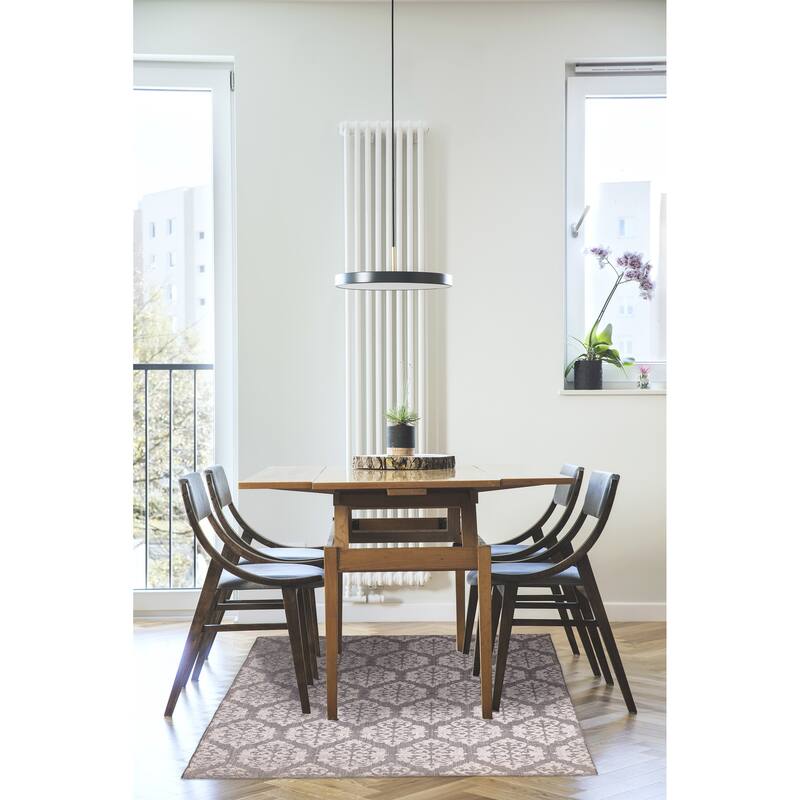 ECARPETGALLERY Hand Loomed Elysian Dark Grey Viscose, Wool Rug - 5'6 x 8'5