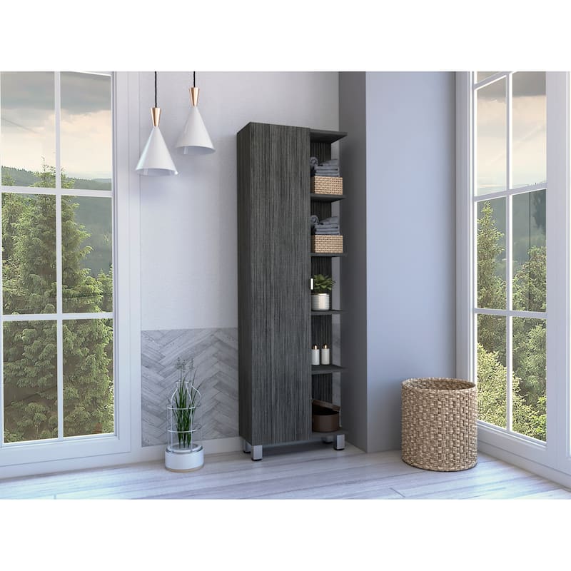 Portland 5-Shelf Linen Cabinet - Gray