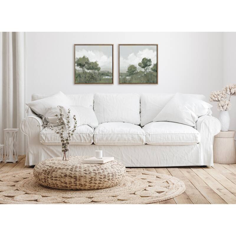 Kate and Laurel Sylvie Shades of Olive 1 and 2 Framed Canvas Art Set by Mary Sparrow