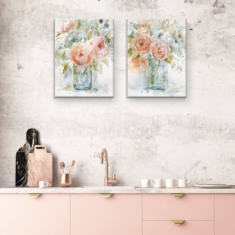 Cabbage Roses I, II by Carol Robinson Canvas Art Prints