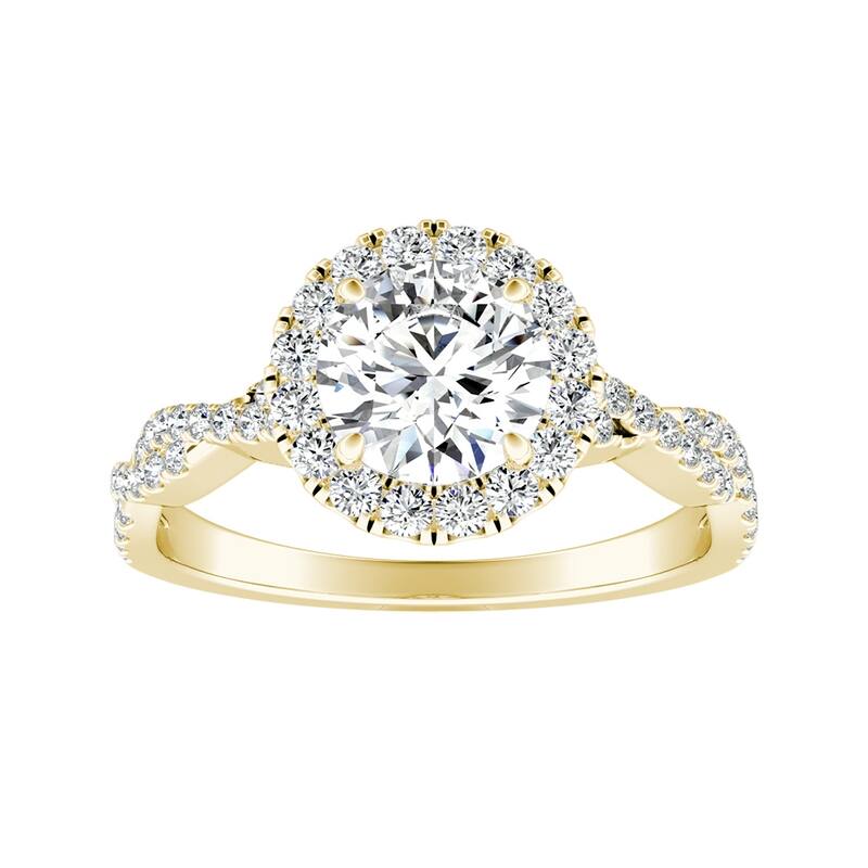 Auriya 14k Gold 1 1/2ct Round Moissanite Halo Diamond Engagement Ring 1/8ctw - Yellow - 8.5