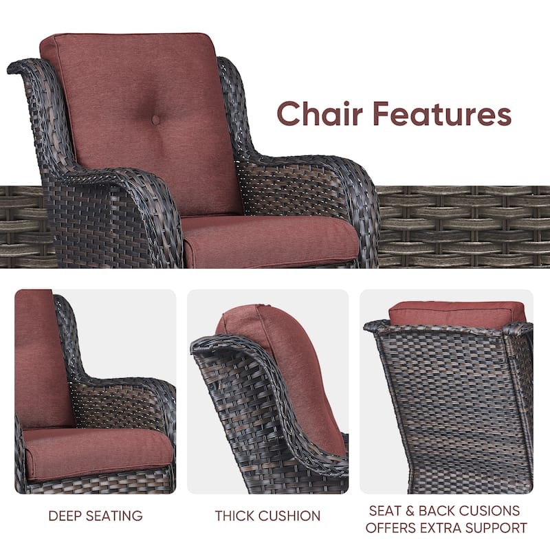 Fire Pit Table with Outdoor Patio Chairs Brown-Grey - Brown