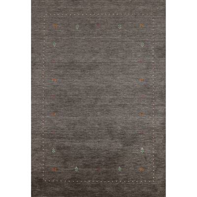 Hand Knotted Oriental 100% Wool Carpet Tribal Tribal Greys & Charcoal Gabbeh Area Rug - 7' 8'' X 5' 0''