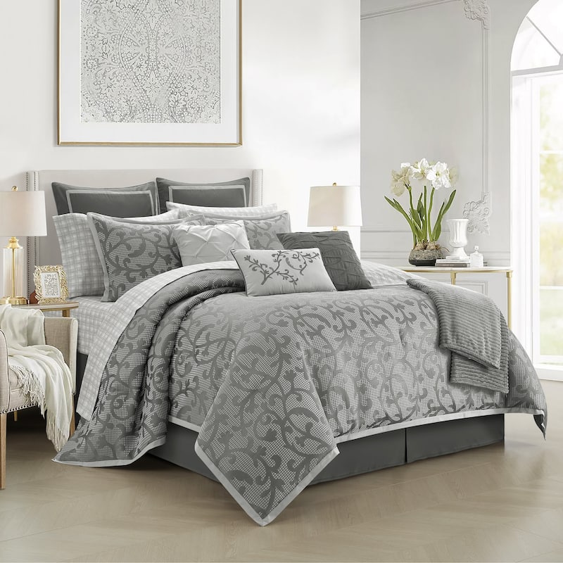 Nanshing Neva 14 Piece Paisley Jacquard Comforter Set