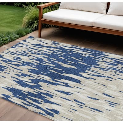 HomeRoots Abstract Transitional Rectangle Outdoor Rug