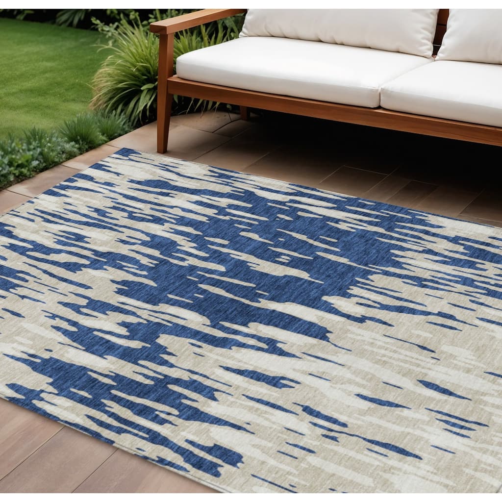 HomeRoots Abstract Transitional Rectangle Outdoor Rug