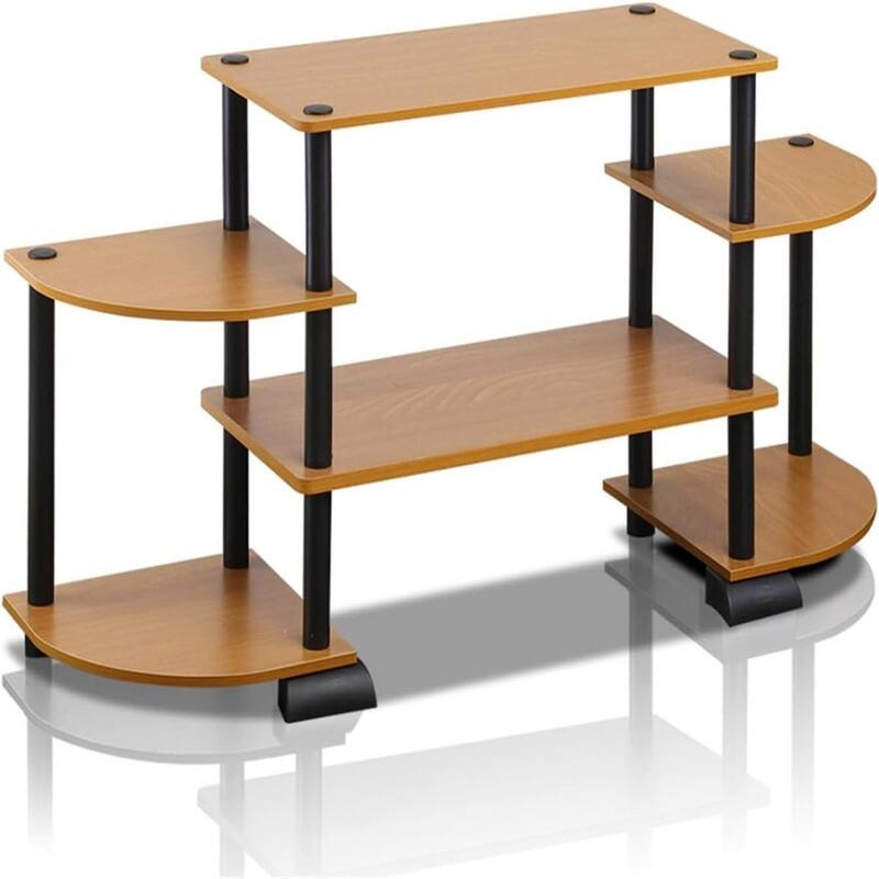 Rounded Corner TV Entertainment Center - Light Cherry/Black