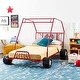 preview thumbnail 10 of 13, Youth Go Kart Design Twin Bed w/4 Wheels & Racing Flag Decor Headboard