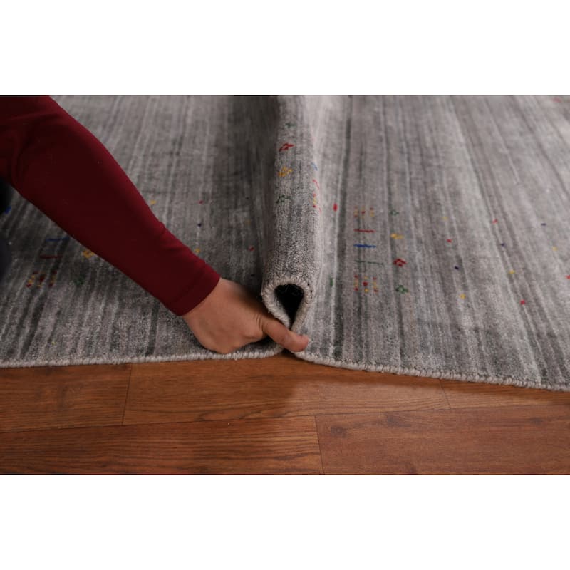 Tribal Striped Gabbeh Oriental Area Rug Handmade Silk Carpet - 5'0" x 7'9"