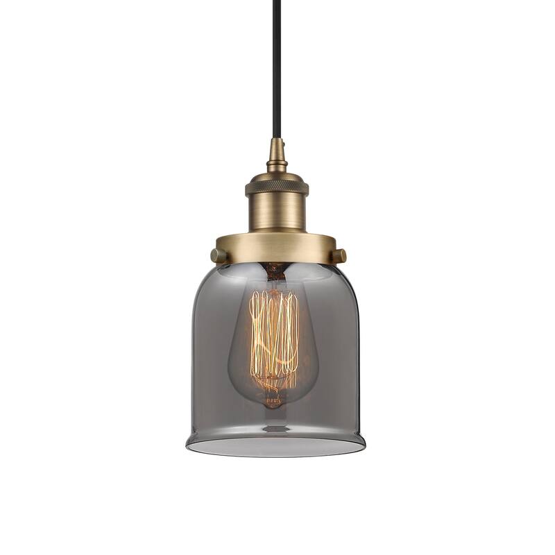 Innovations Lighting 916-1P-10-5 Bell Pendant Bell 5" Wide Mini - Brushed Brass / Plated Smoke