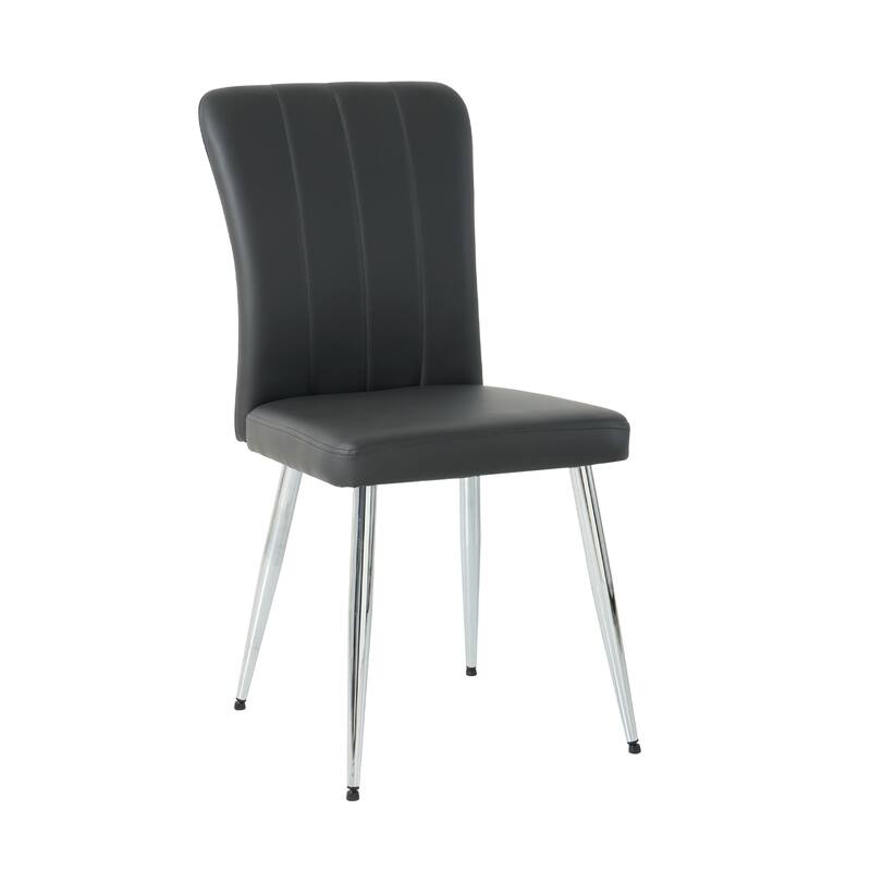 Modern Charcoal PU dining chair, cloth upholstered chair, electroplated metal chair legs, suitable for home furniture li