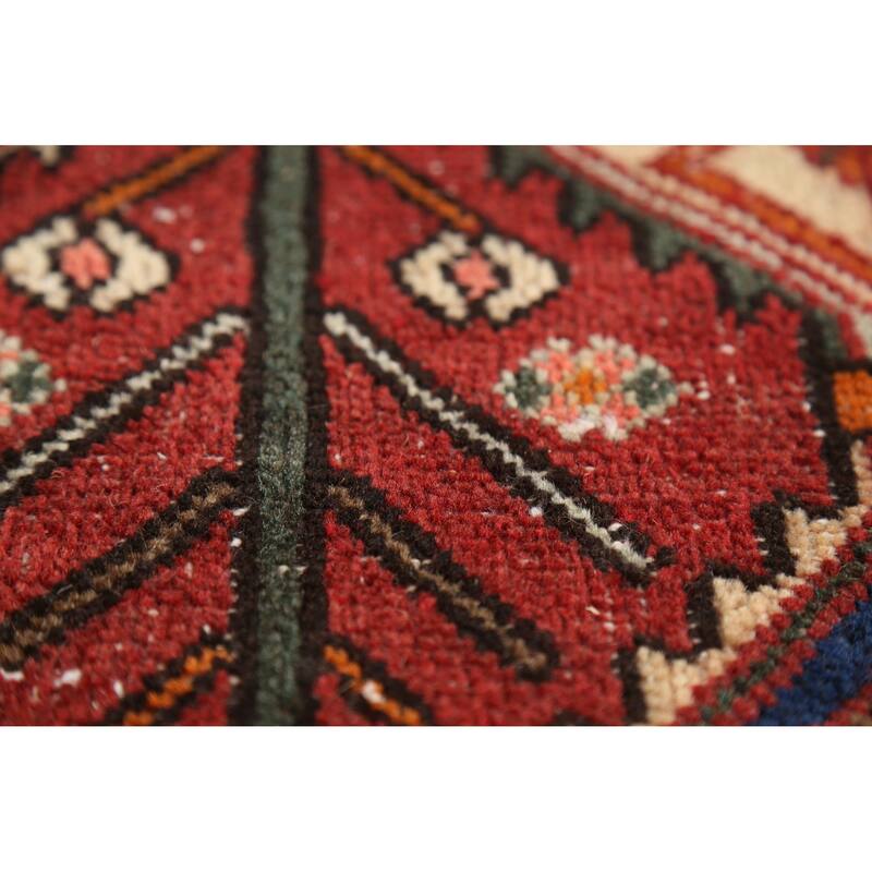 Hand Knotted Oriental 100% Wool Carpet Traditional Geometric Red Bakhtiari Area Rug - 4' 11'' X 3' 10''