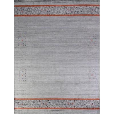 Handmade Tribal Gabbeh Oriental Area Rug Silk Carpet - 8'4" x 10'0"